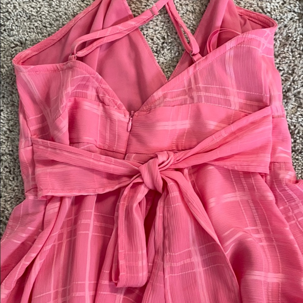 Pink Lily Hot Pink V-Neck Ruffle Tie-Waist Romper - Picture 7 of 7
